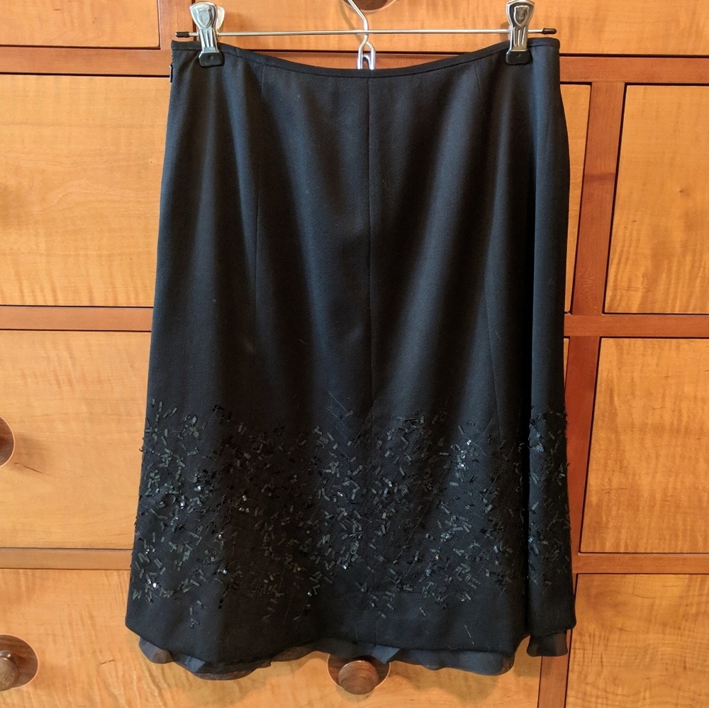 Black wool & sequin Ellen Tracy skirt size 2P